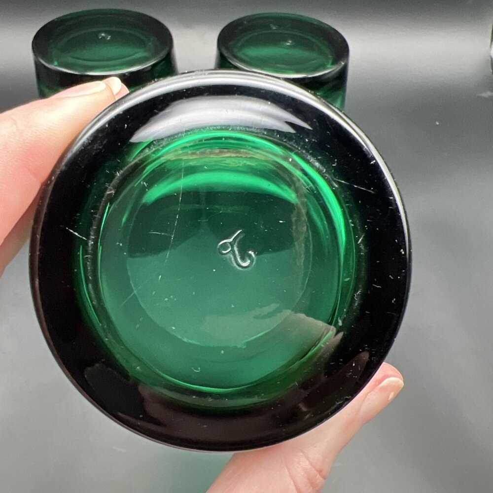Libbey Juniper Green Glass Tumblers Set of 3 Heavy Glasses VTG Stackable - Picture 10 of 12